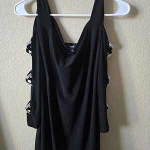 Stylish MSK blouse in black with cutout sleeves and bling accents